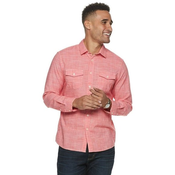 Apt. 9 Other - Men's Red Apt. 9 Regular-Fit Crosshatch Button-Down Shirt Size XXL Choos…